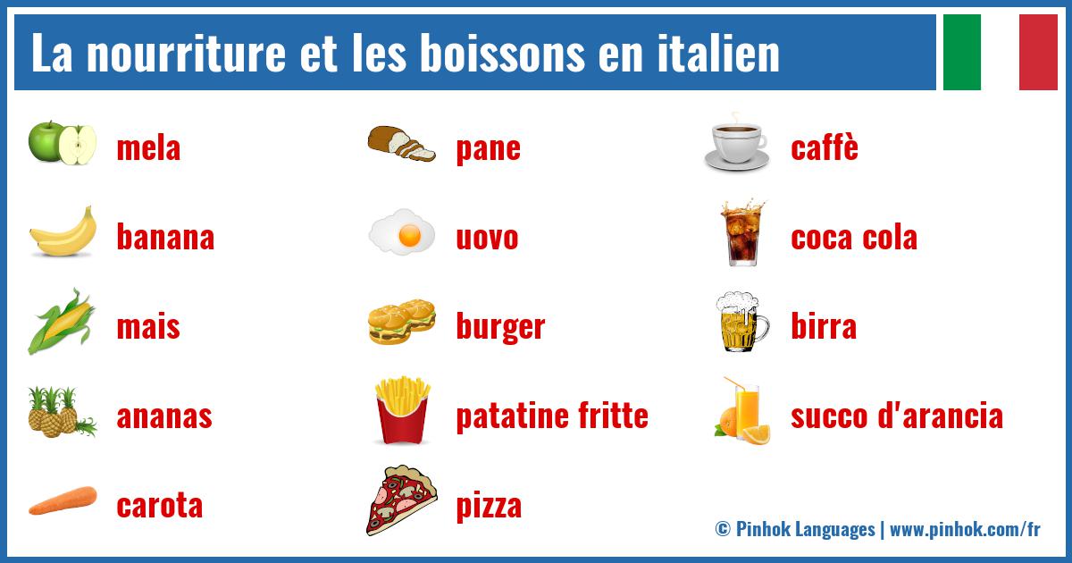 La nourriture et les boissons en italien